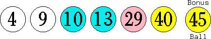 04 09 10 13 29 40 (45)