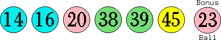 14 16 20 38 39 45 (23)