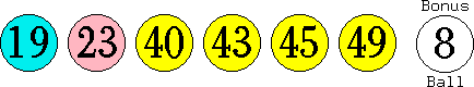 19 23 40 43 45 49 (08)