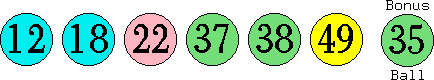 12 18 22 37 38 49 (35)