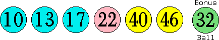 10 13 17 22 40 46 (32)