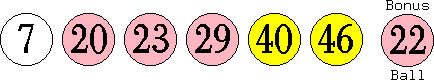 07 20 23 29 40 46 (22)