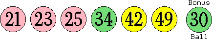 21 23 25 34 42 49 (30)