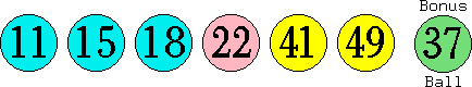11 15 18 22 41 49 (37)