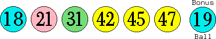 18 21 31 42 45 47 (19)