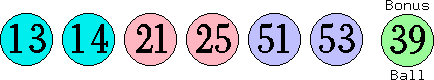 13 14 21 25 51 53 (39)