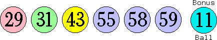 29 31 43 55 58 59 (11)