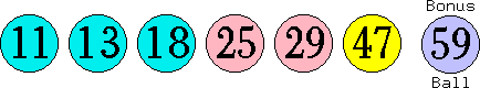 11 13 18 25 29 47 (59)