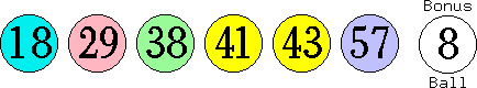 18 29 38 41 43 57 (08)
