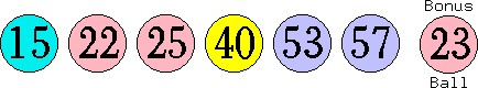 15 22 25 40 53 57 (23)