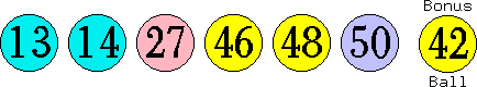 13 14 27 46 48 50 (42)