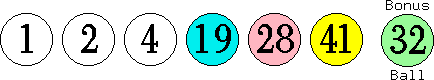 01 02 04 19 28 41 (32)