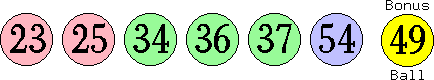 23 25 34 36 37 54 (49)