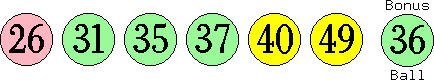 26 31 35 37 40 49 (36)