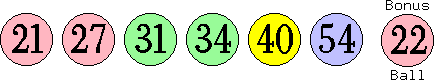 21 27 31 34 40 54 (22)