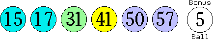 15 17 31 41 50 57 (05)