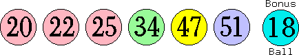 20 22 25 34 47 51 (18)