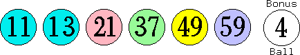11 13 21 37 49 59 (04)