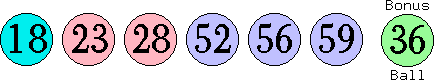 18 23 28 52 56 59 (36)