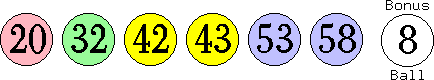 20 32 42 43 53 58 (08)