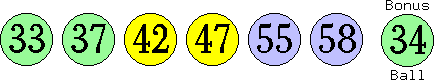 33 37 42 47 55 58 (34)