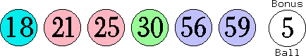 18 21 25 30 56 59 (05)