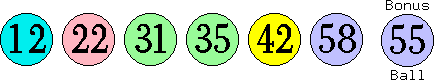 12 22 31 35 42 58 (55)