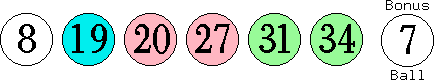 08 19 20 27 31 34 (07)