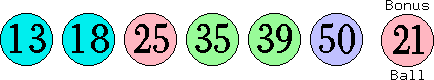13 18 25 35 39 50 (21)