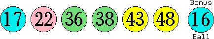 17 22 36 38 43 48 (16)