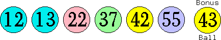 12 13 22 37 42 55 (43)