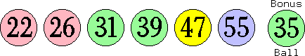 22 26 31 39 47 55 (35)
