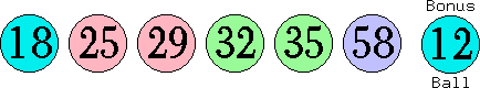 18 25 29 32 35 58 (12)