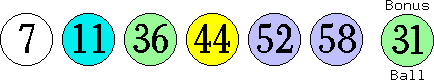 07 11 36 44 52 58 (31)