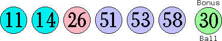 11 14 26 51 53 58 (30)