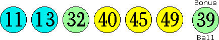 11 13 32 40 45 49 (39)