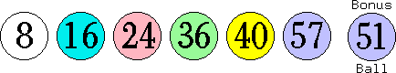 08 16 24 36 40 57 (51)