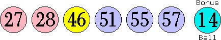 27 28 46 51 55 57 (14)