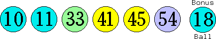 10 11 33 41 45 54 (18)