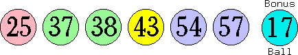 25 37 38 43 54 57 (17)