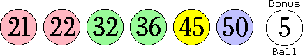 21 22 32 36 45 50 (05)