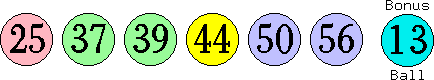 25 37 39 44 50 56 (13)