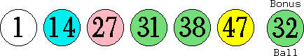 01 14 27 31 38 47 (32)