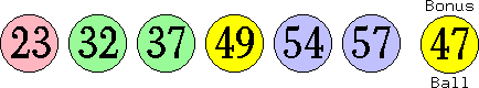 23 32 37 49 54 57 (47)