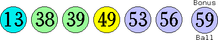 13 38 39 49 53 56 (59)