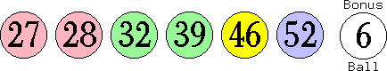 27 28 32 39 46 52 (06)