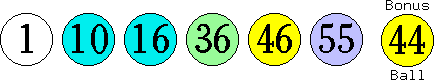 01 10 16 36 46 55 (44)