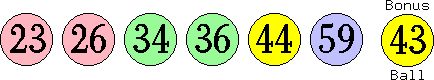 23 26 34 36 44 59 (43)