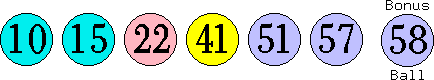 10 15 22 41 51 57 (58)
