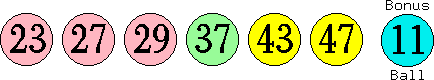 23 27 29 37 43 47 (11)